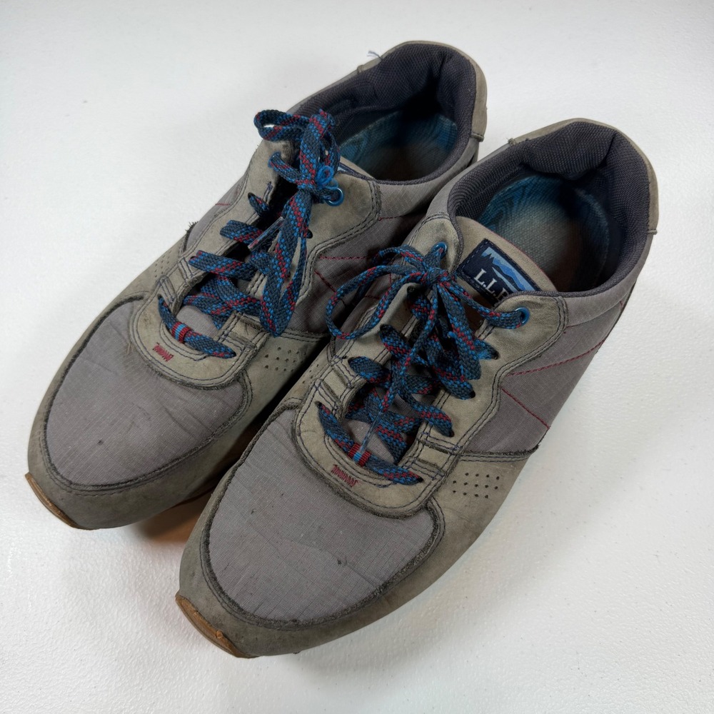 L.L.Bean Vista Low Lace-Up Sneakers Mens 11.5 Grey Good Ripstop Suede 507076